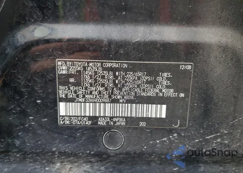 2009 Toyota Rav4 из США, поврежденный, VIN JTMBF33V69D009887